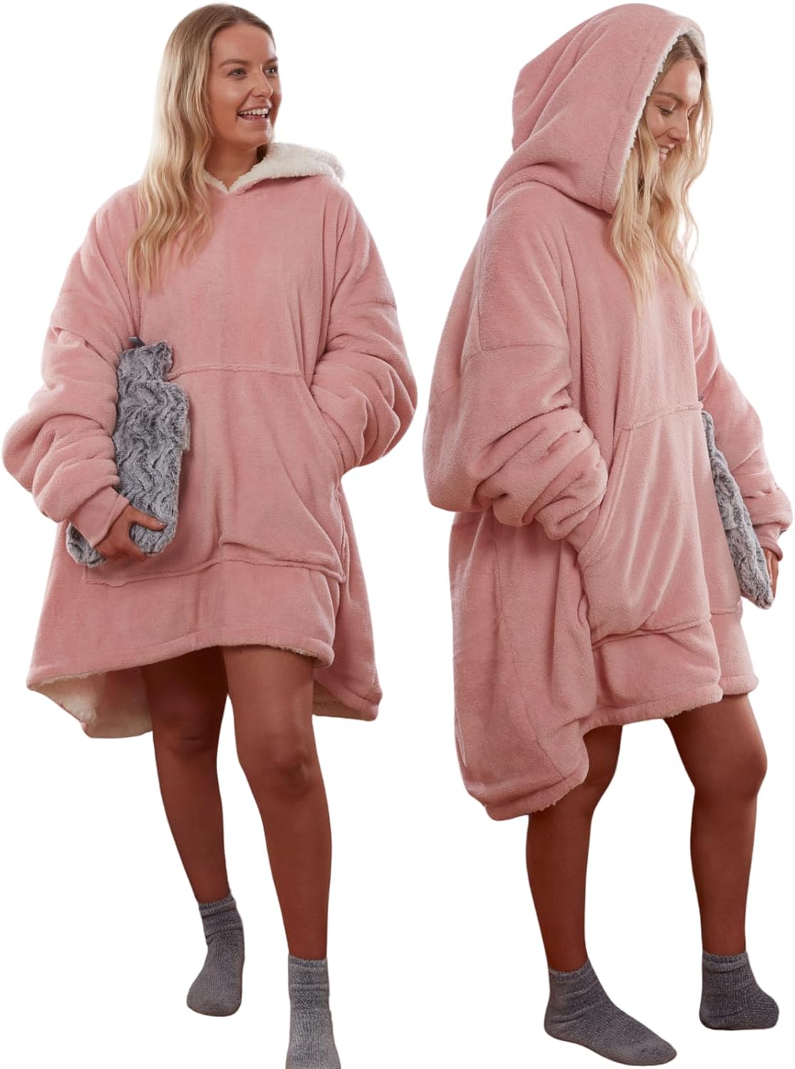 Oversized Hoodie Blanket | Sherpa Fleece Hooded Sweatshirt