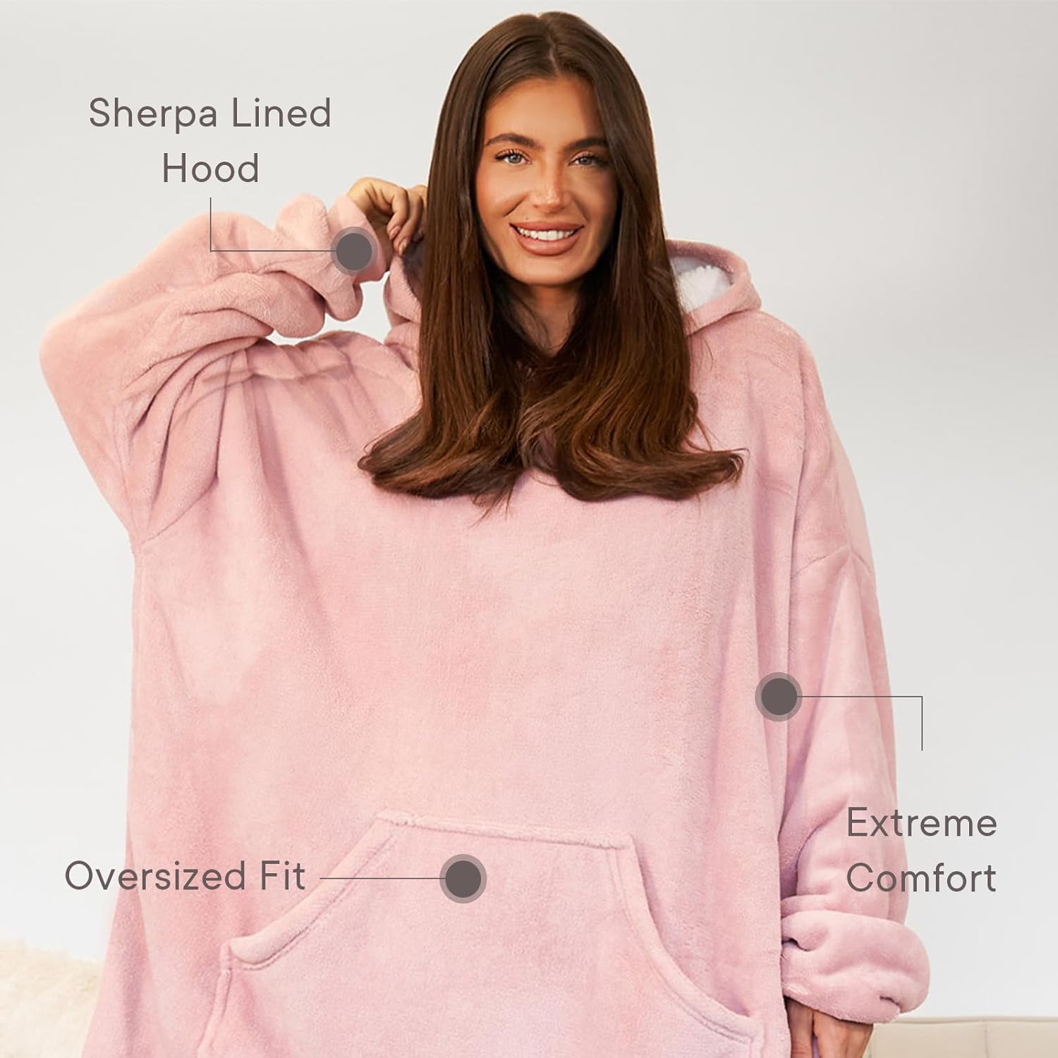 Oversized Hoodie Blanket | Sherpa Fleece Hooded Sweatshirt
