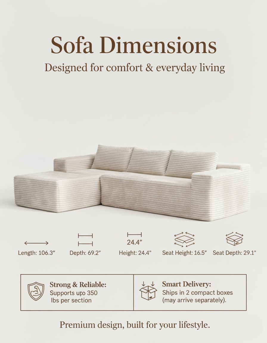 Cloud Haven Sofa – Modular Sectional Couch, Plush Comfort & Modern Design